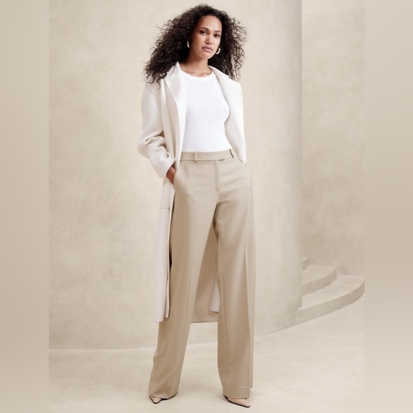 AS IS! NWT! Banana Republic Women's Beige Lido Wide Leg Wool Pants - Picture 1 of 12